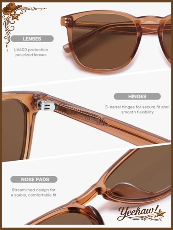 Unisex Rounded Square Polarized Sunglasses TR90 Frame UV400 Protection